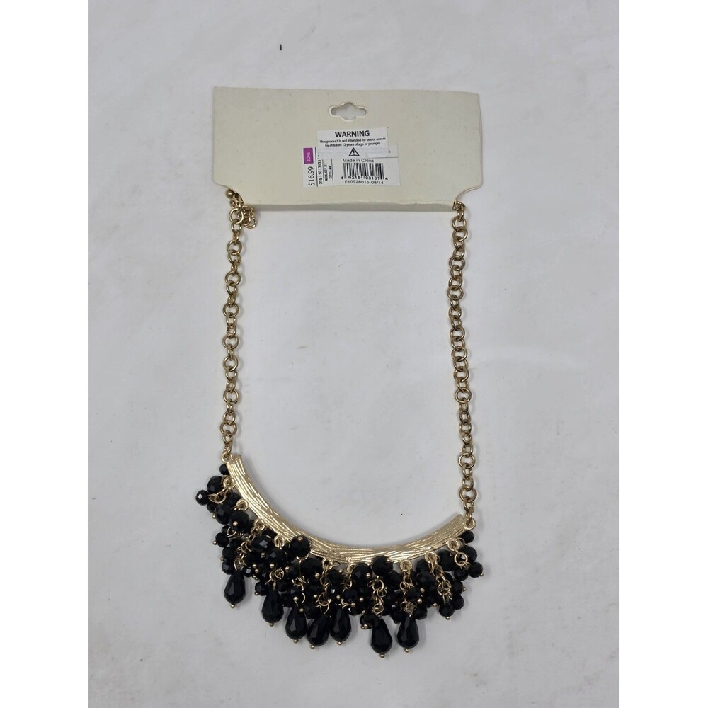 Target Women's Fashion Jewelry Gold Black Drop Necklace